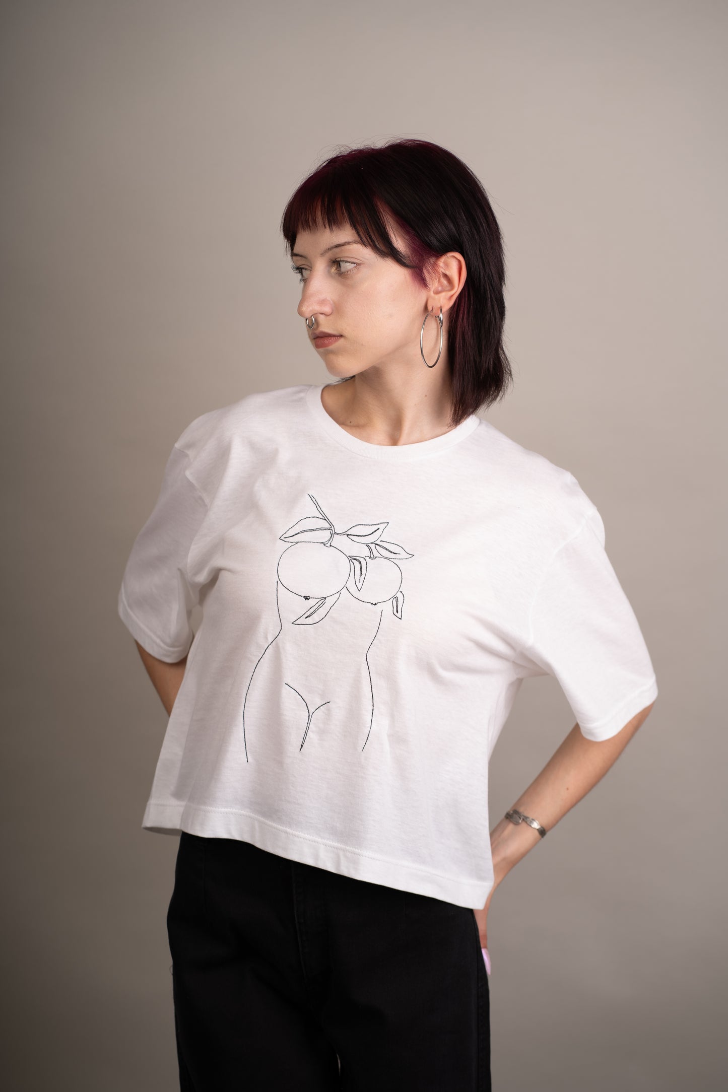 Women's graphic crop top with female torso