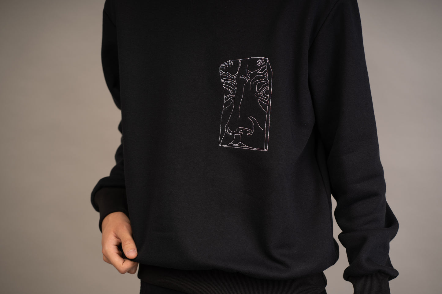 Men's graphic sweatshirt with nose detail embroidery