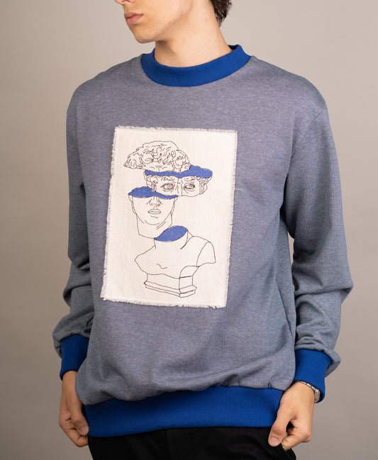 Men's graphic sweatshirt with David bust embroidery