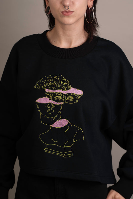 Women's graphic sweatshirt with David bust embroidery