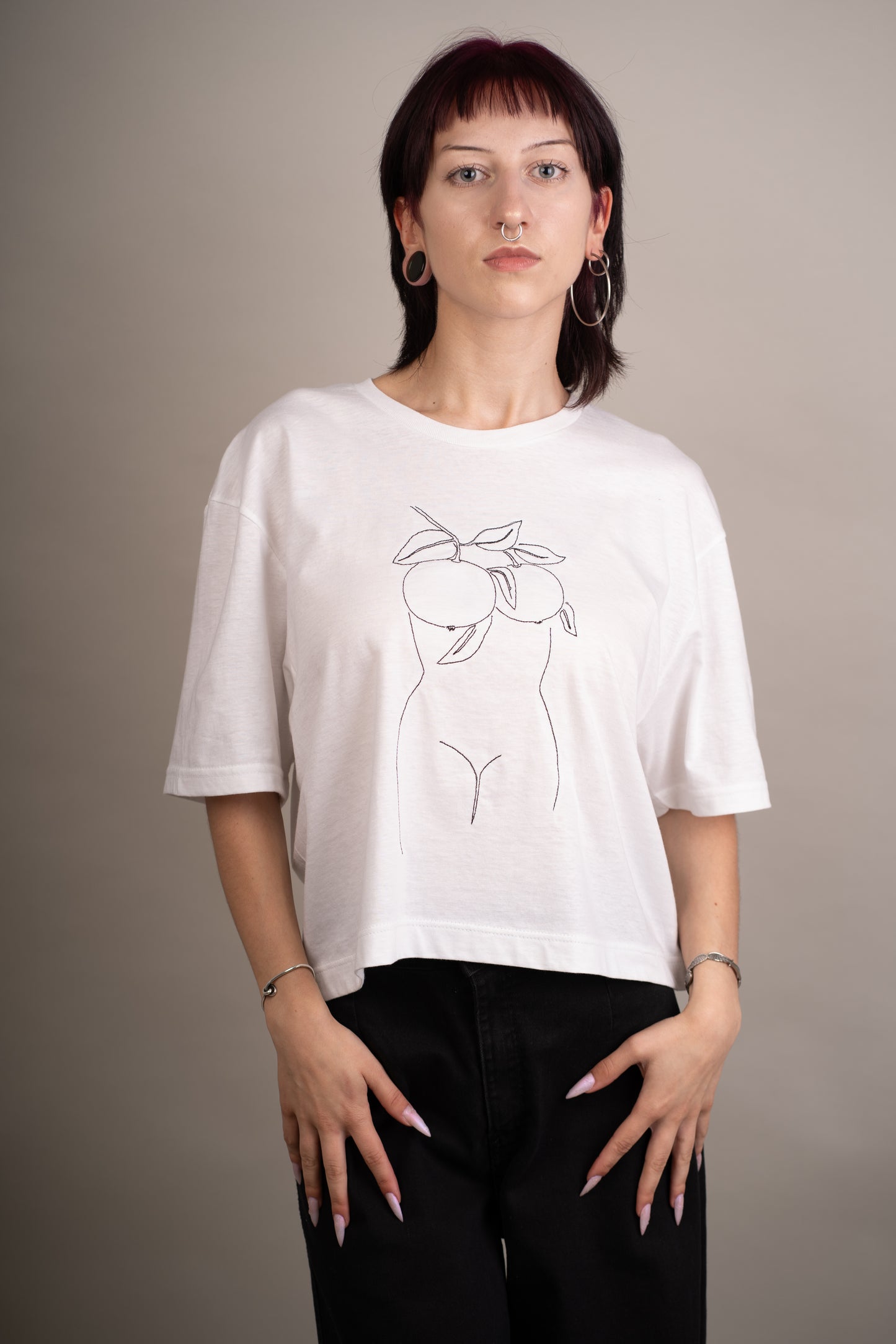 Women's graphic crop top with female torso