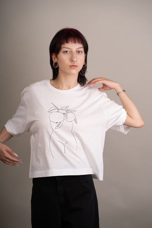 Women's graphic crop top with female torso