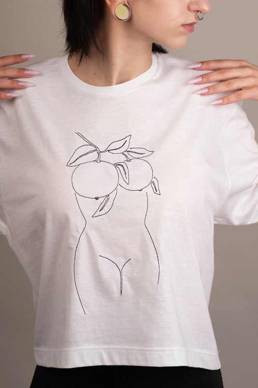 Women's graphic crop top with female torso