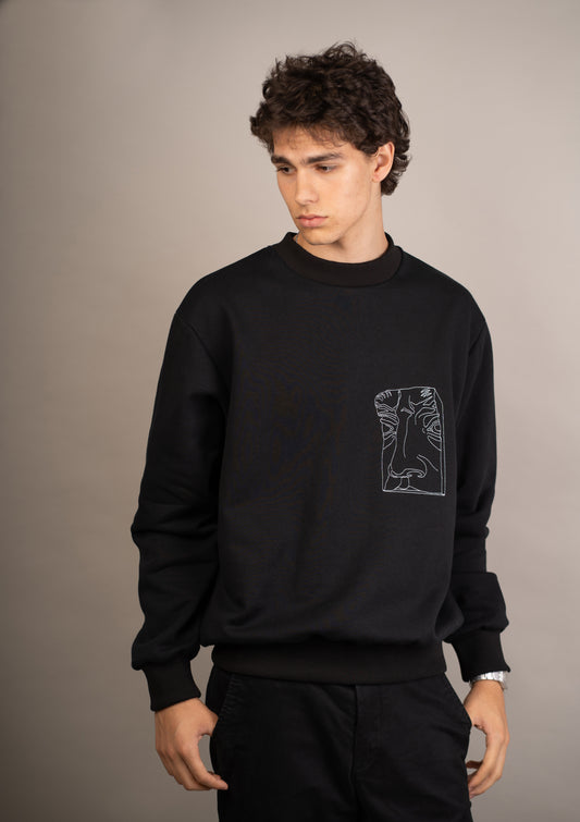 Men's graphic sweatshirt with nose detail embroidery