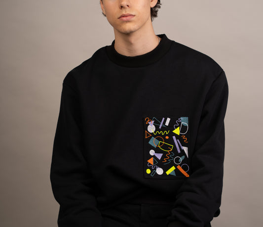 Men's graphic sweatshirt with embroidered funky pocket
