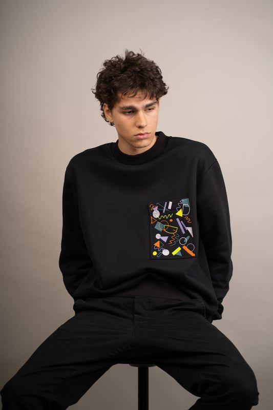 Men's graphic sweatshirt with embroidered funky pocket