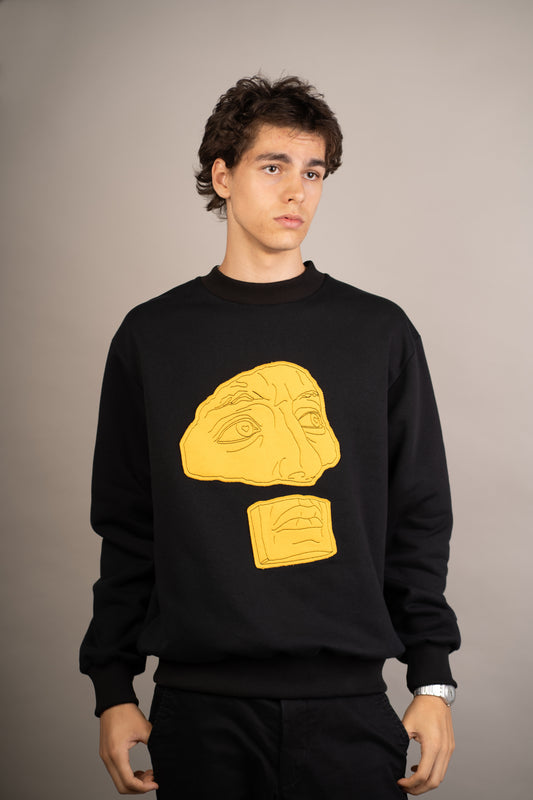 Men's graphic sweatshirt with face detail embroidery