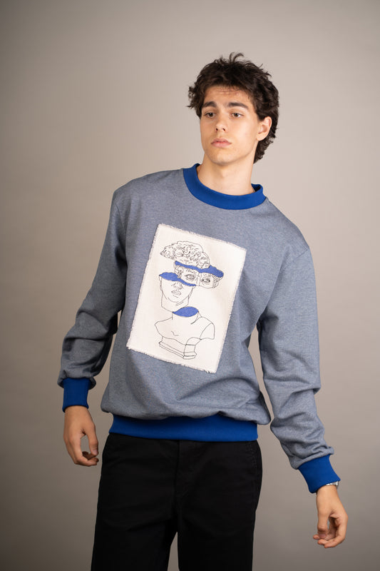 Men's graphic sweatshirt with David bust embroidery