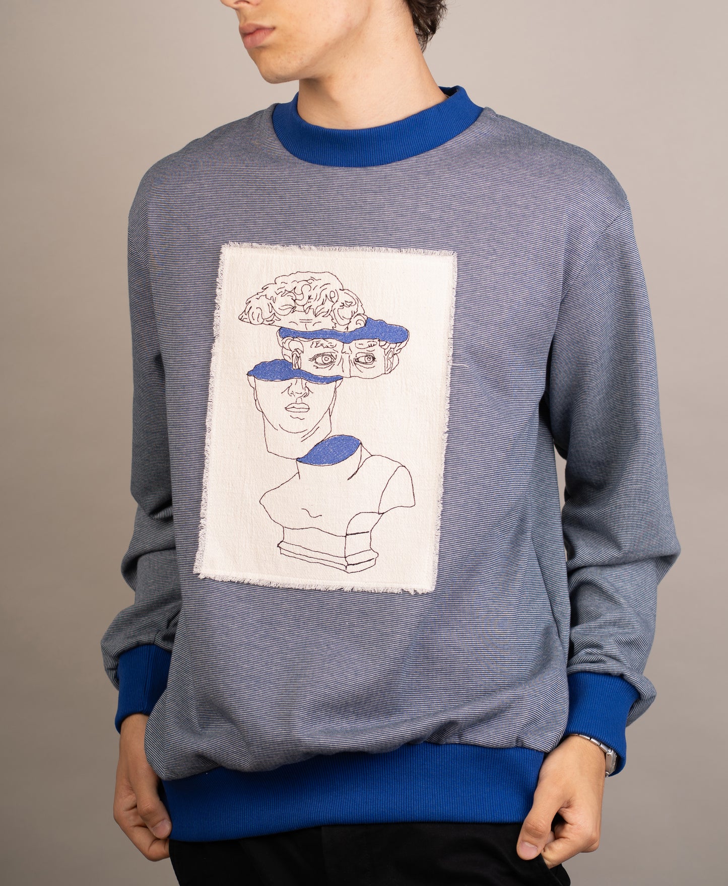 Men's graphic sweatshirt with David bust embroidery
