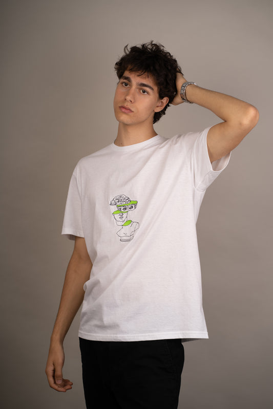 Men's graphic T-shirt with David bust on chest