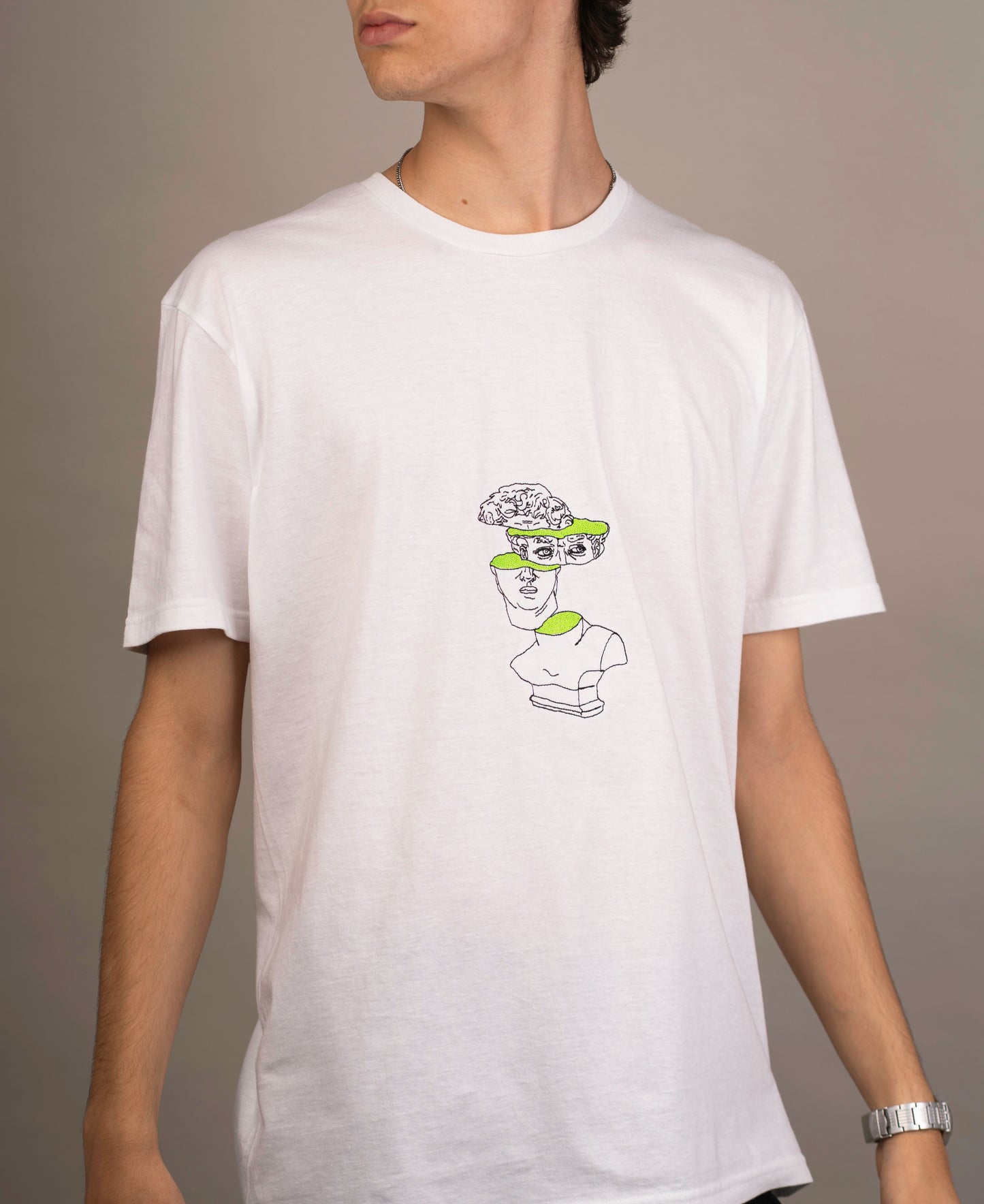 Men's graphic T-shirt with David bust on chest