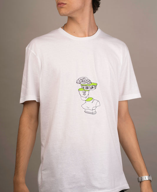 Men's graphic T-shirt with David bust on chest