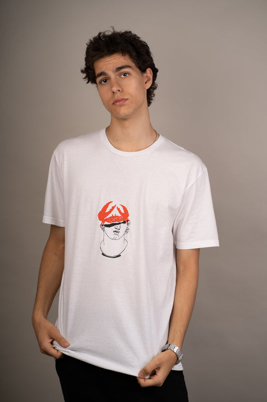 Men's graphic T-shirt with crab on statue embroidery