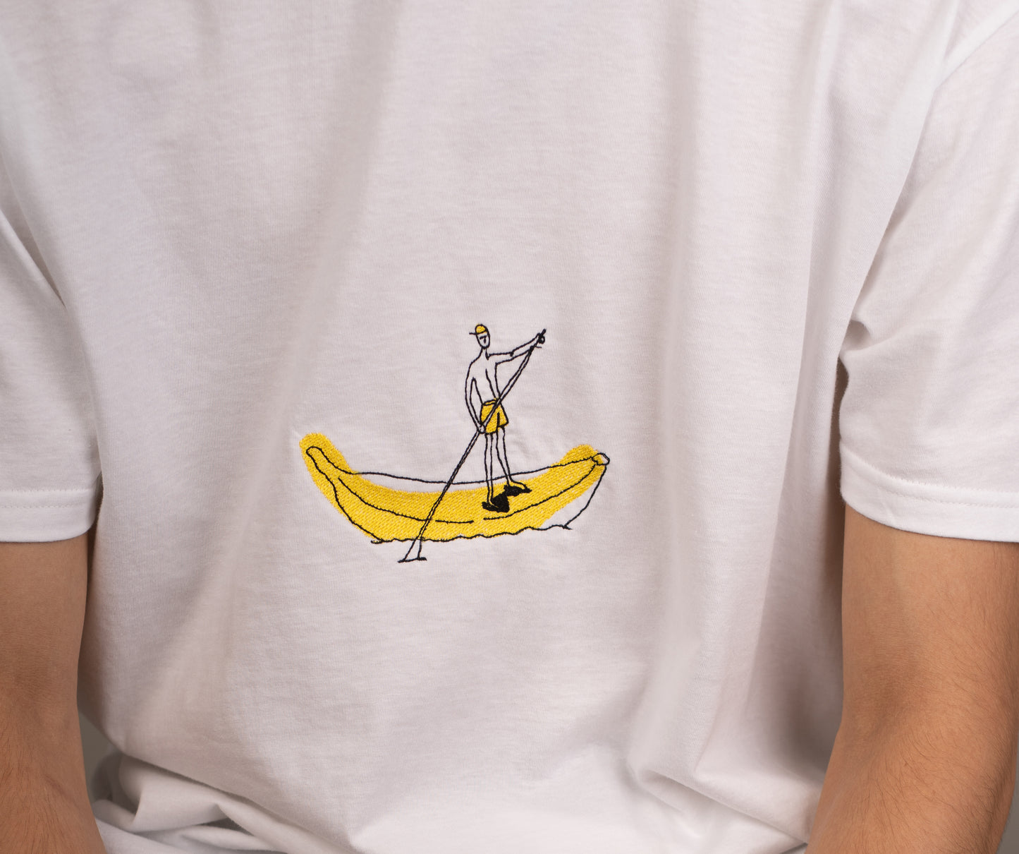 Men's graphic T-shirt with banana s.u.p. embroidery on chest