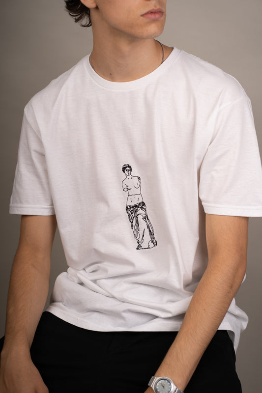 Men's graphic T-shirt with Aphrodite embroidery on chest